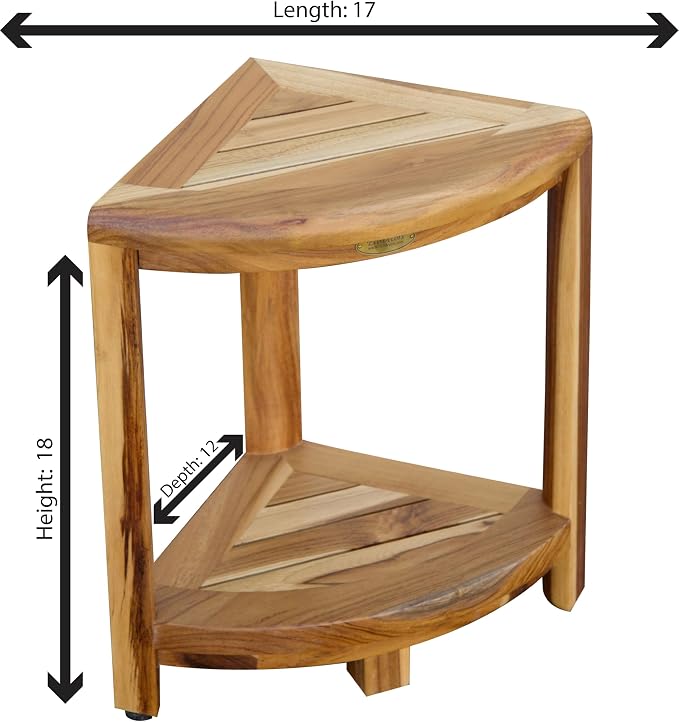 EcoDecors Fully Assembled SnazzyCorner® 18" Teak Shower Bench, Corner Shower - Image 5