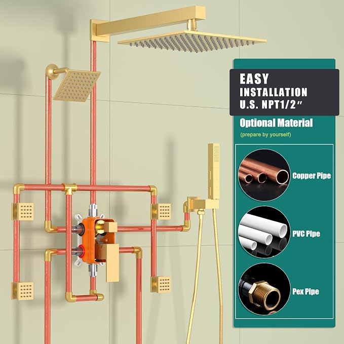 Enga Shower Faucet Set, Dual Shower Head System - Image 7