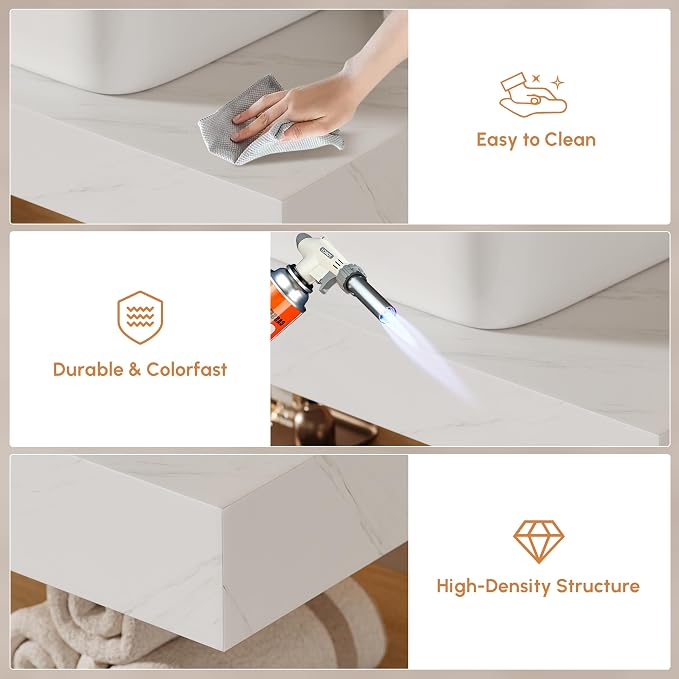 35.4" Floating Bathroom Vanity Wall-Mounted Storage Cabinet Single Piece Set - Image 5