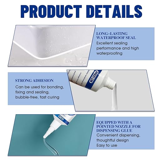 2PCS Clear Caulking Silicone Waterproof, Silicone Sealant Waterproof Clear High - Image 4