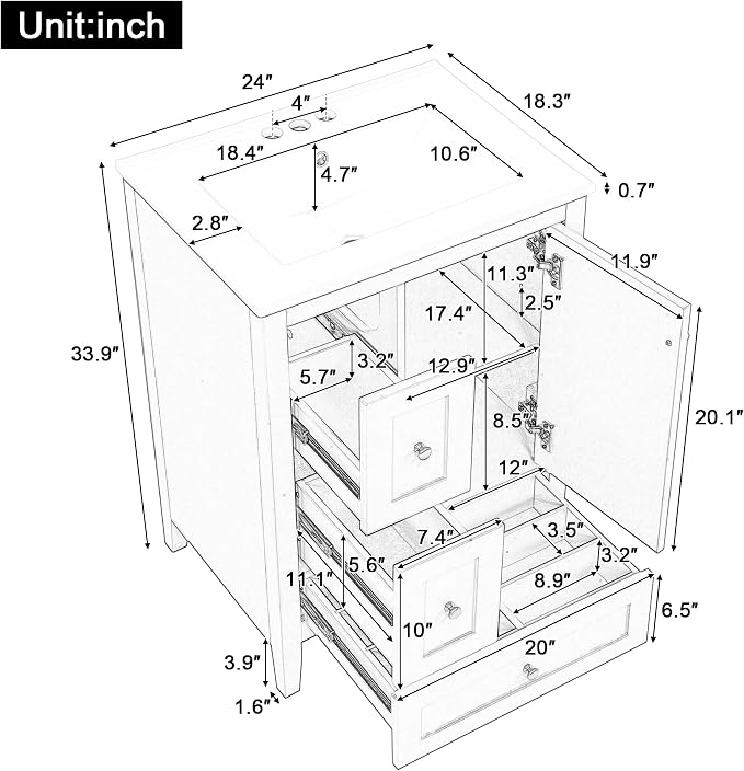 Harper & Bright Designs 24" Bathroom Vanity - Image 2