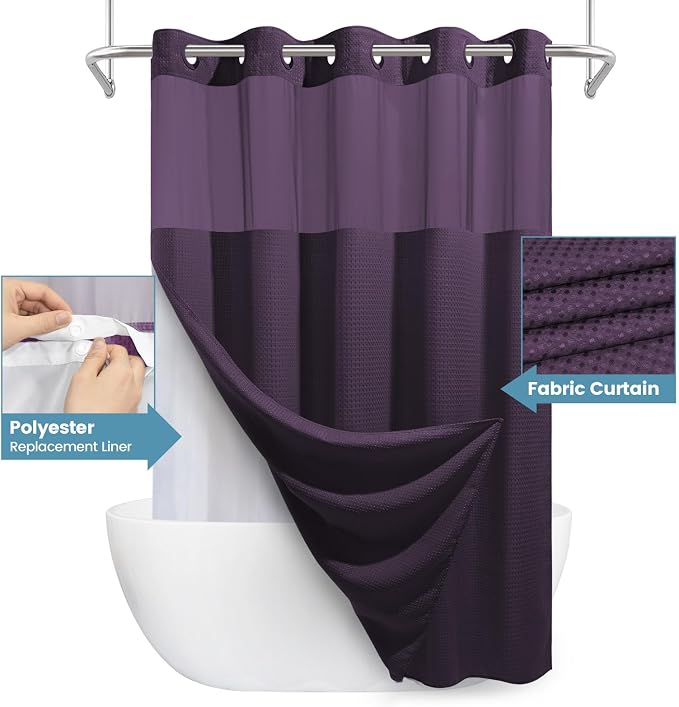 Purple Hotel Style Shower Curtain - Image 4