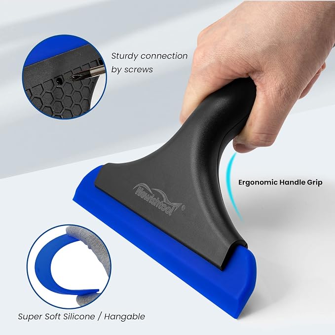 NEWISHTOOL Small Squeegee for Car Windows, Auto Glass, Super Flexible Silicone - Image 2