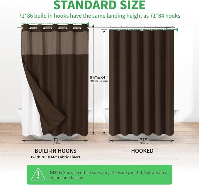Extra Long No Hooks Needed Linen Textured Shower Curtain - Image 7