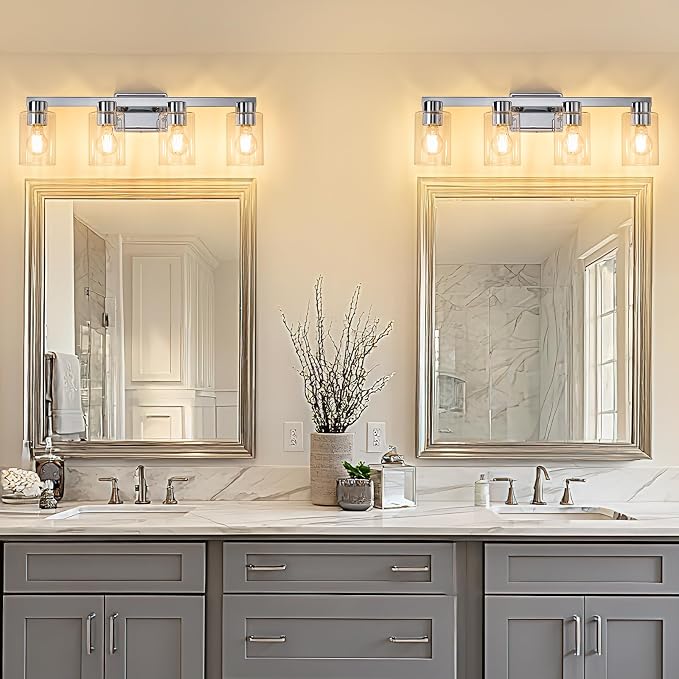 4-Light Bathroom Light Fixtures Modern Chrome Vanity Lights - Image 7