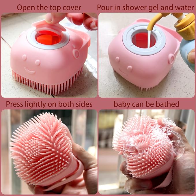 Pet Bath Brush Dog Baths Brush Shampoo Dispenser Soft Silicone Dog Bathing - Image 4