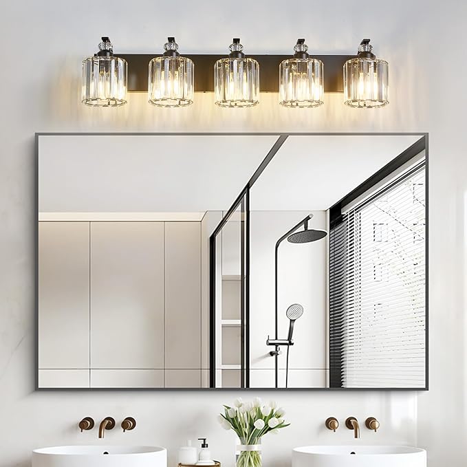 5-Light Black Bathroom Light Fixture Modern Vanity Lights Over Mirror Vintage - Image 3
