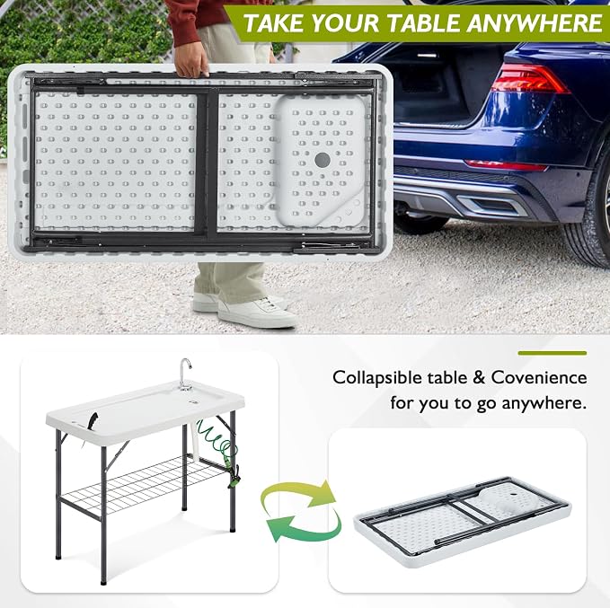 Folding Fish Cleaning Table Portable Camping Sink - Image 8