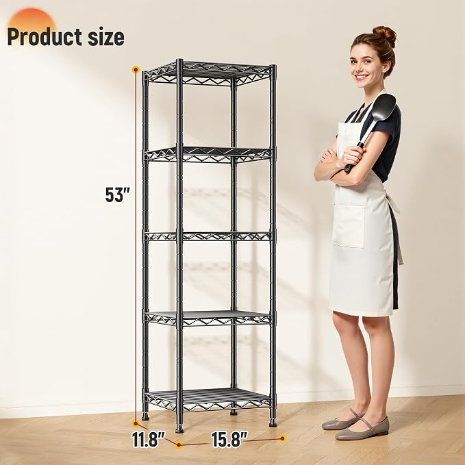 5 Tier Metal Shelving Unit Wire Shelving, Storage Rack - Image 3