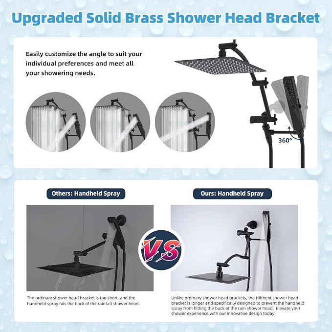 Hibbent All Metal CUPC Certified 10'' Rainfall Shower Head, Dual Shower Head - Image 3