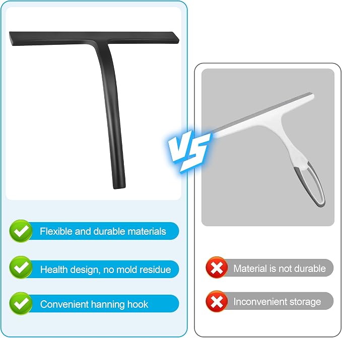 Shower Squeegee for Glass Doors, Mirror Window Tile Scrubber Cleaner - Image 2