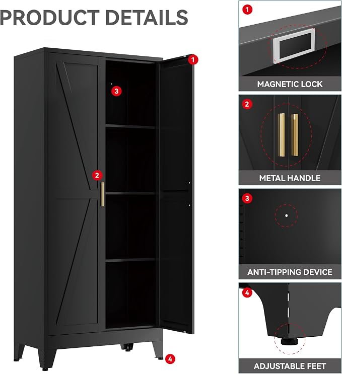 61" Tall Metal Kitchen Pantry Storage Cabinet - Image 6