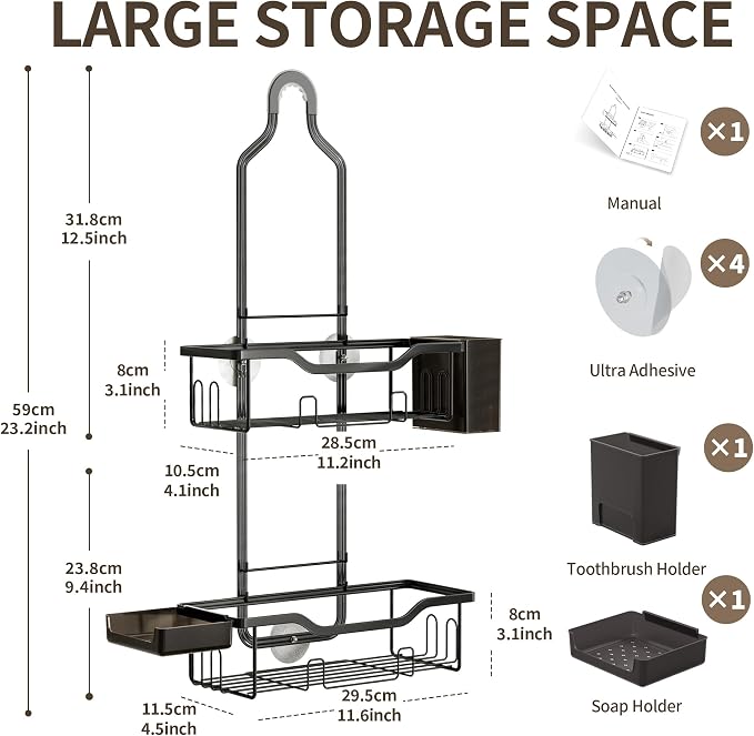 Shower Caddy Hanging 2-Tier Bathroom Organizer - Image 3