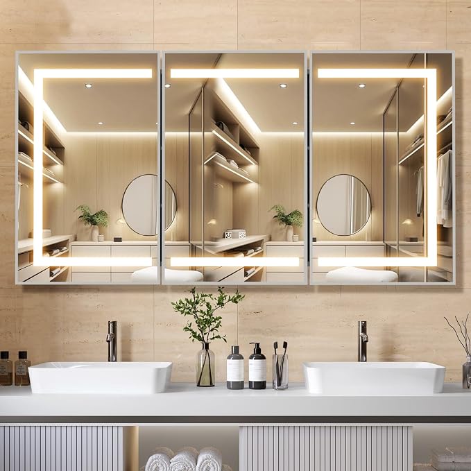 APRILSOUL 48X32 Inch Silver Bathroom Medicine Cabinet by Unknown