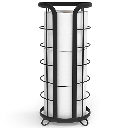 BROOKSTONE, Trending Black Toilet Paper Holder, Freestanding Bathroom Tissue by Brookstone