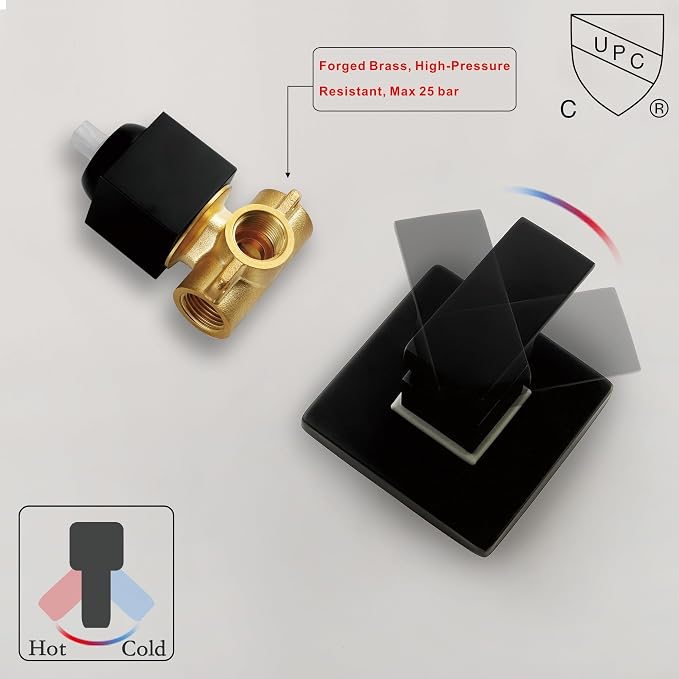 SKOWLL Bathroom Shower Valve Single Function Shower Mixer Valve, Wall Mount - Image 6