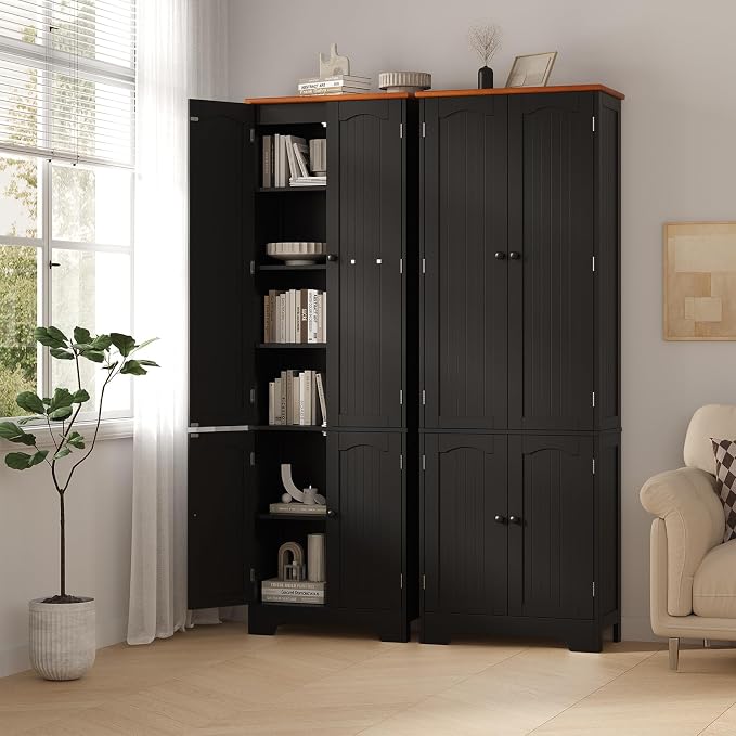 72.2'' Narrow Storage Cabinet, 4 Door Kitchen Cabinet - Image 8
