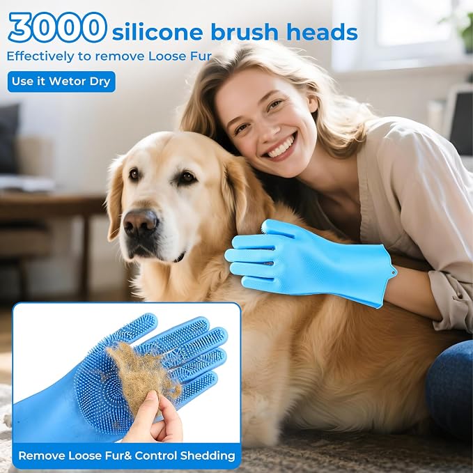 2PCS Dog Washing Gloves and Dog Bath Brush, 2-in-1 pet Shower Set | Suitable - Image 4
