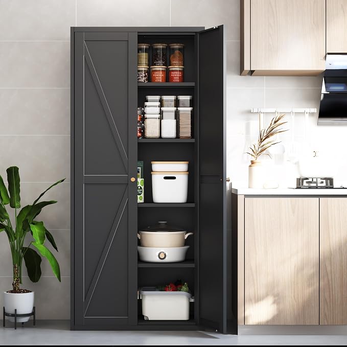71" Tall Kitchen Pantry Storage Cabinet, 5 Tier Kitchen Cupboard by Vaernevy