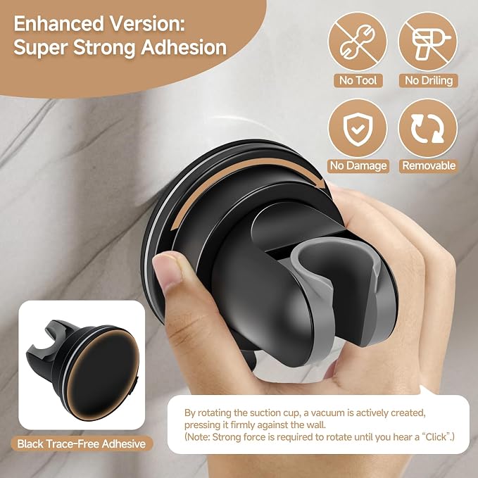 Shower Head Holder Suction, Adjustable Shower Head Holder Removable Suction Cup - Image 2