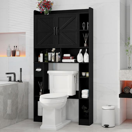 Vabches Over The Toilet Cabinet, Double Doors Bathroom Shelf Organizer by Vabches