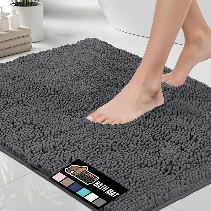 GORILLA GRIP Bath Rug Mat 36x24, Soft Absorbent Chenille, Quick Dry Microfiber by GorillaGrip