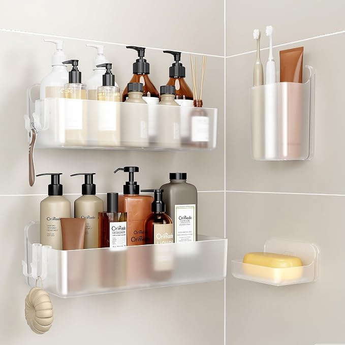 Orimade Shower Caddy 4-Pack, No-Drill Adhesive Shelves by Orimade