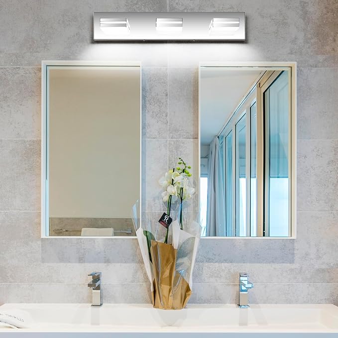 SineRise LED Modern Bathroom Vanity Light Fixtures, Chrome Modern Acrylic - Image 6
