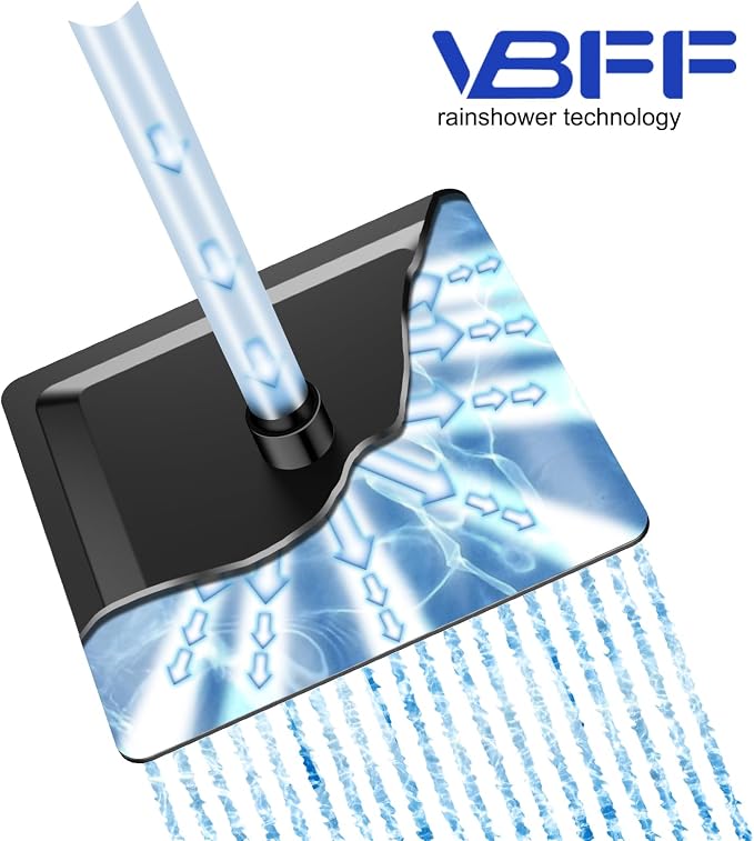 VBFF-Shower Head, rain shower head, 10 inch- Square Shower Head, 1.8 GPM Flow - Image 3