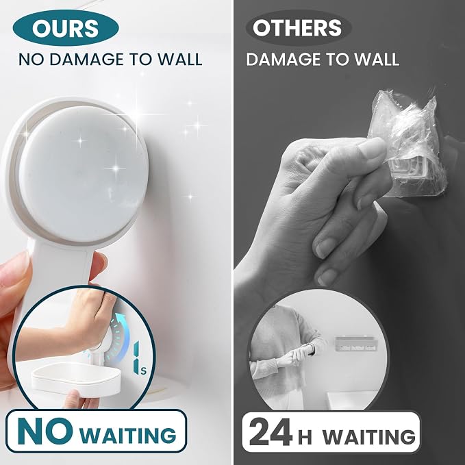 TAILI Soap Dish Soap Holder Suction Cup Powerful Vacuum Suction, Strong Bar - Image 9