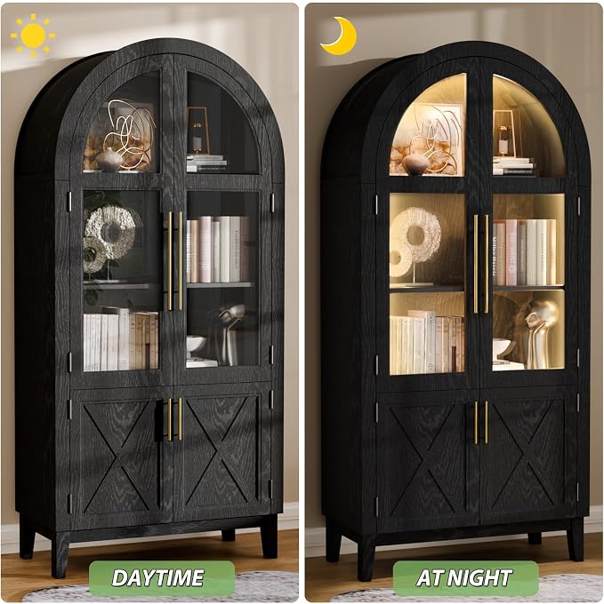 74.8”H Arched Storage Cabinet, 5-Tier Arched Kitchen Pantry - Image 5