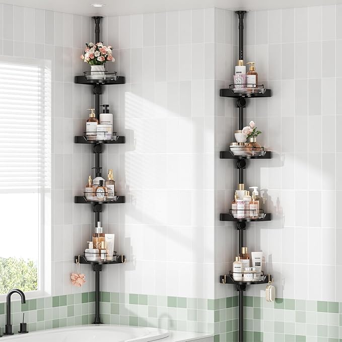 360° Rotating Corner Shower Caddy Tension Pole Organizer by SHUANGQING