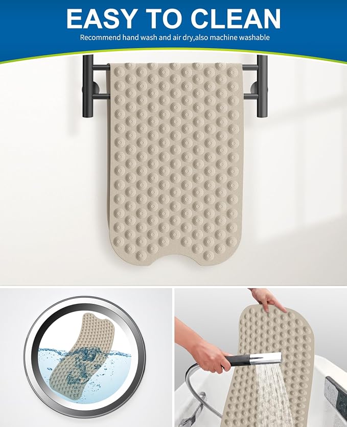 Bathtub Mat Non-Slip Without Suction Cups, 39x16inch Extra Long Bath Mats - Image 7