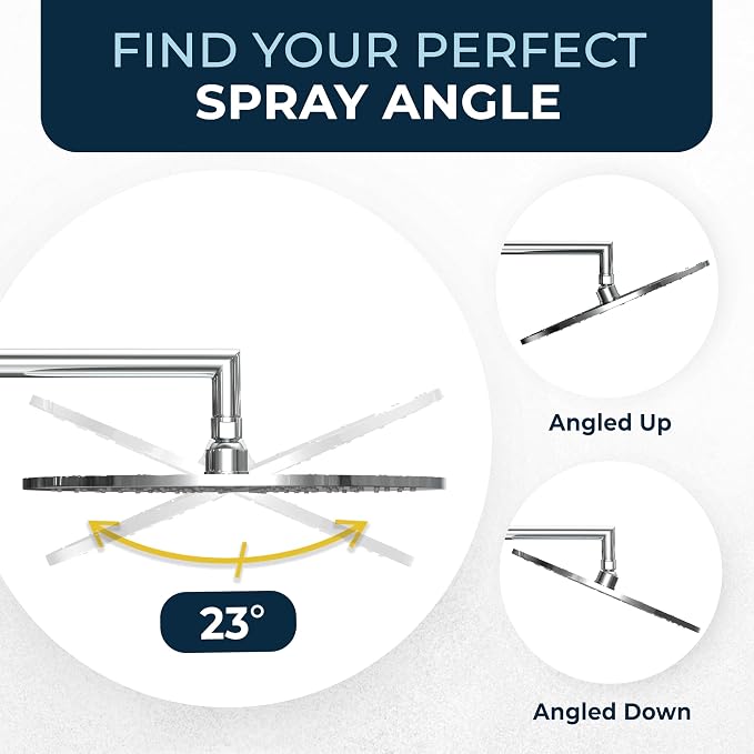 HammerHead Showers® Solid Metal 12 Inch Rainfall Shower Head, Large Rain Shower - Image 6