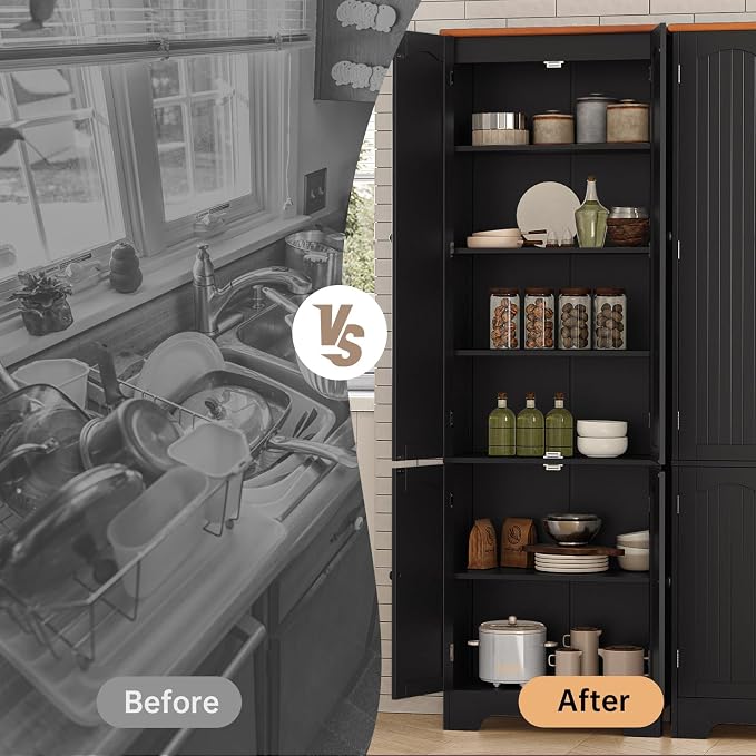 72.2'' Narrow Storage Cabinet, 4 Door Kitchen Cabinet - Image 6