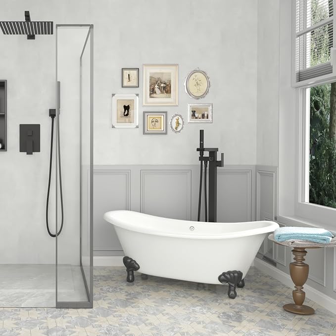 BESy Tub Filler Freestanding Bathtub Faucet Free Standing Tub Faucet Matte - Image 3
