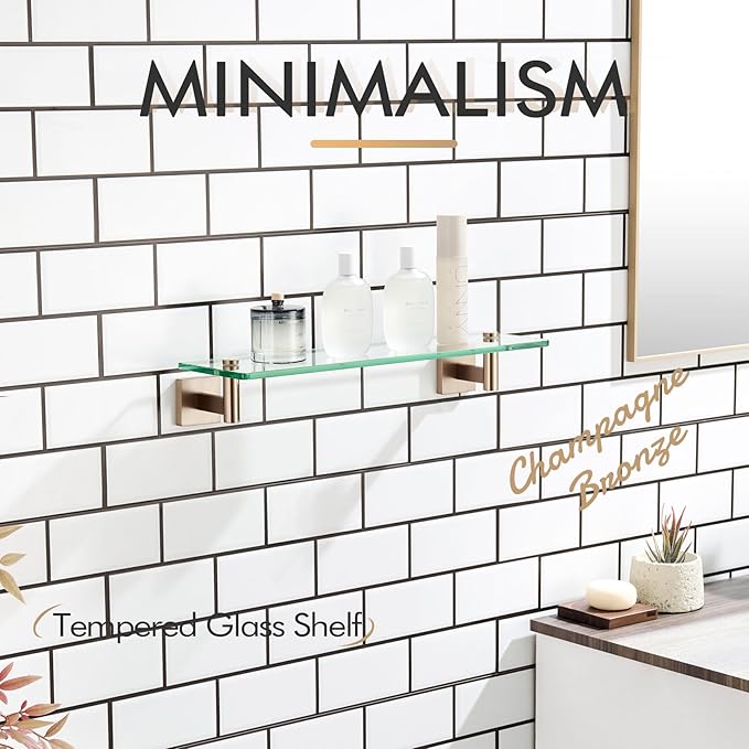 KOKOSIRI Wall Shelves Bathroom Hardware Tempered Glass Floating Shelf Hanging - Image 4