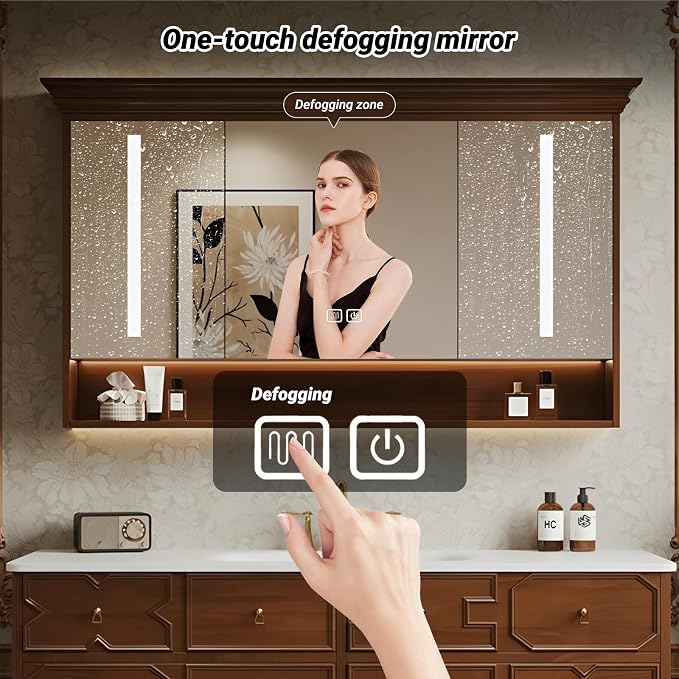 Solid Wood Bathroom Vanity 40Inch, Freestanding Bathroom Vanity Includes LED - Image 5