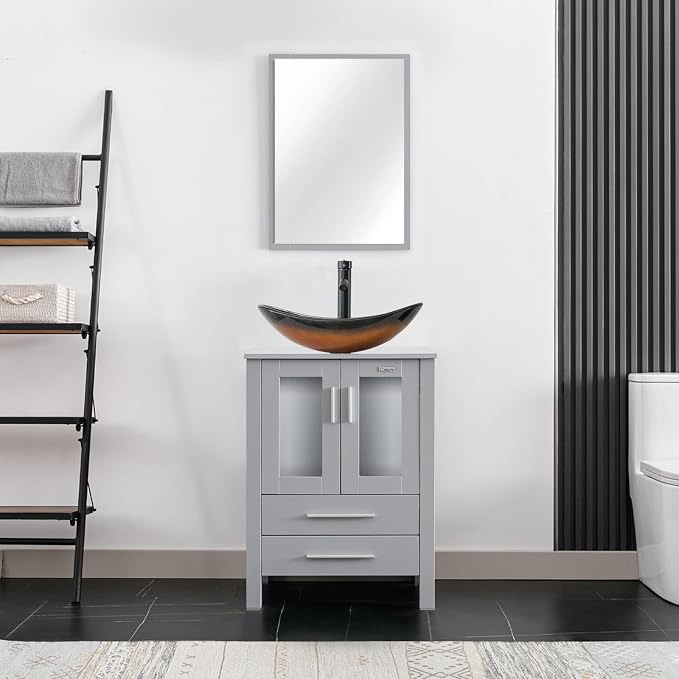 eclife 24" Modern Bathroom Vanity Sink Combo Freestanding Cabinet - Image 2