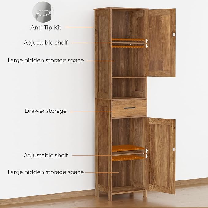 Homhedy 67" H Tall Bathroom Storage Cabinet - Image 4