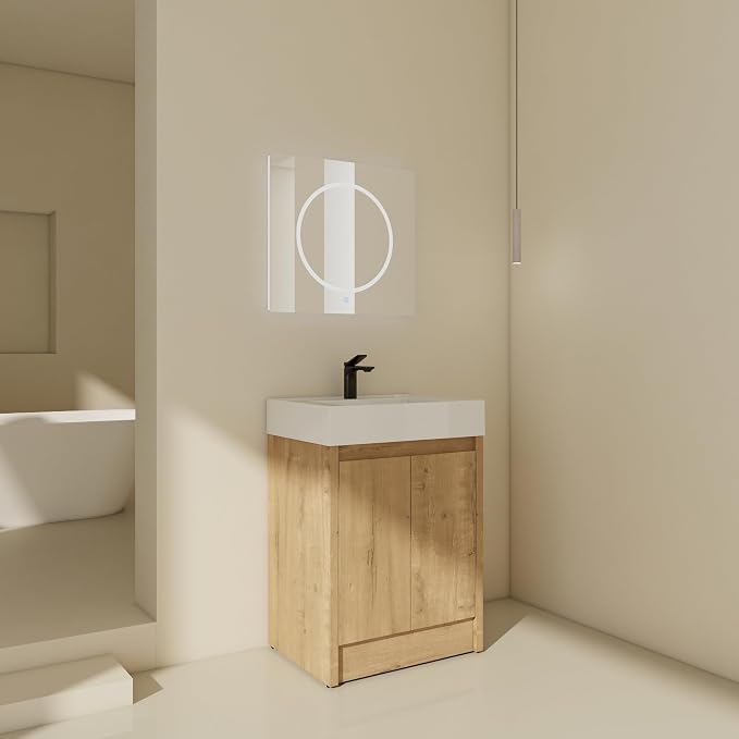 24 inch Bathroom Vanity with Sink, Bathroom Vanity Cabinet W/Resin Sink - Image 8