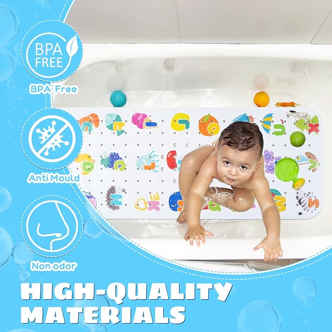 Baby Bath Mat for Tub Non Slip Kids Bathtub Mat Extra Long 40X16 Inch Toddler - Image 2