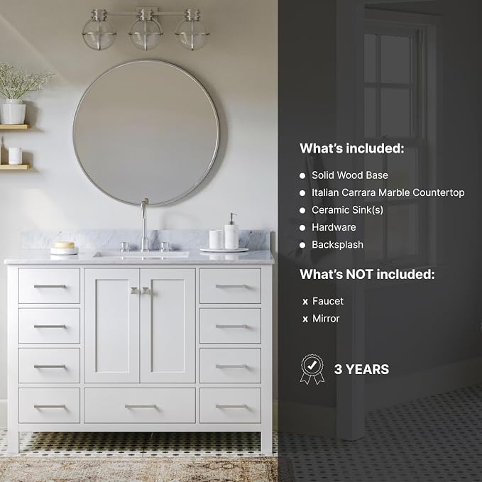 ARIEL 49" White Bathroom Vanity - Image 6