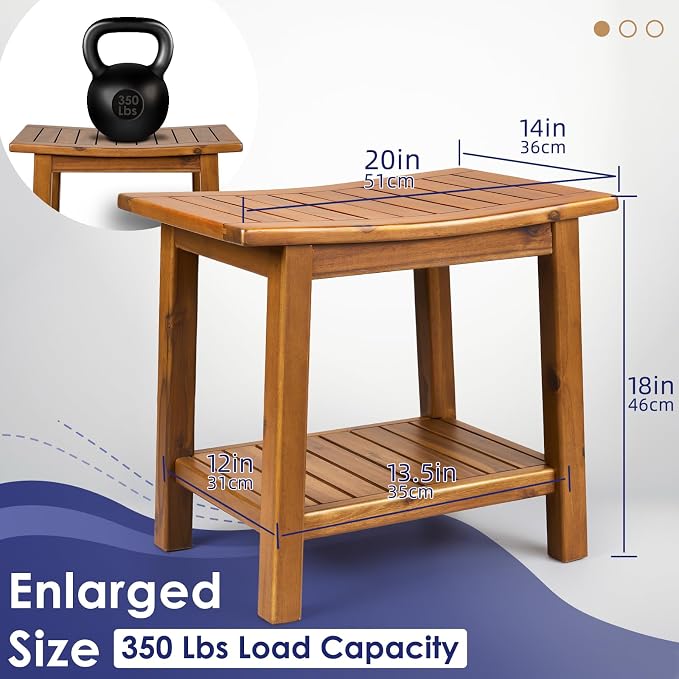 Teak Shower Bench, Indoor & Outdoor Use - Image 4