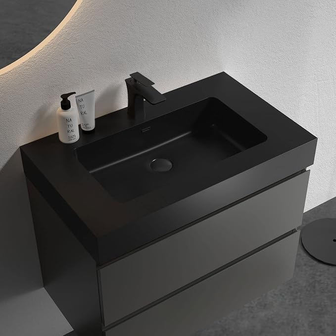 Alice 30 Inch Vanity with Sink, Large Storage Wall Mounted Floating Vanity - Image 7