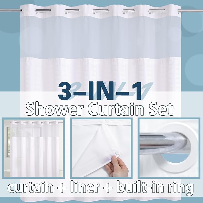 Conbo Mio Extra Wide No Hook Shower Curtain - Image 3