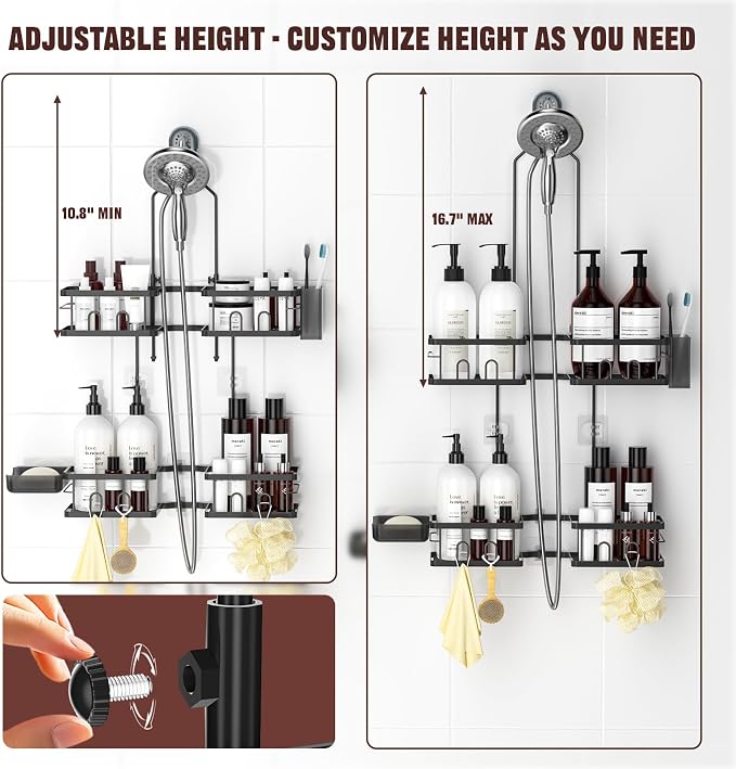 REINHARDT Adjustable Shower Caddy Hanging Rustproof Shower Caddy - Image 2