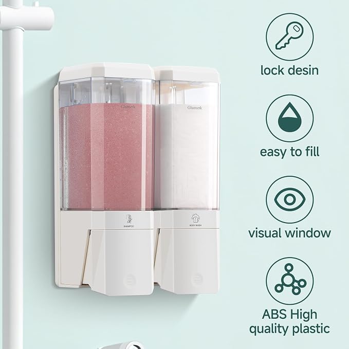 Shampoo and Conditioner Dispenser Wall Mounted No Drill, Shower Soap Dispenser - Image 2