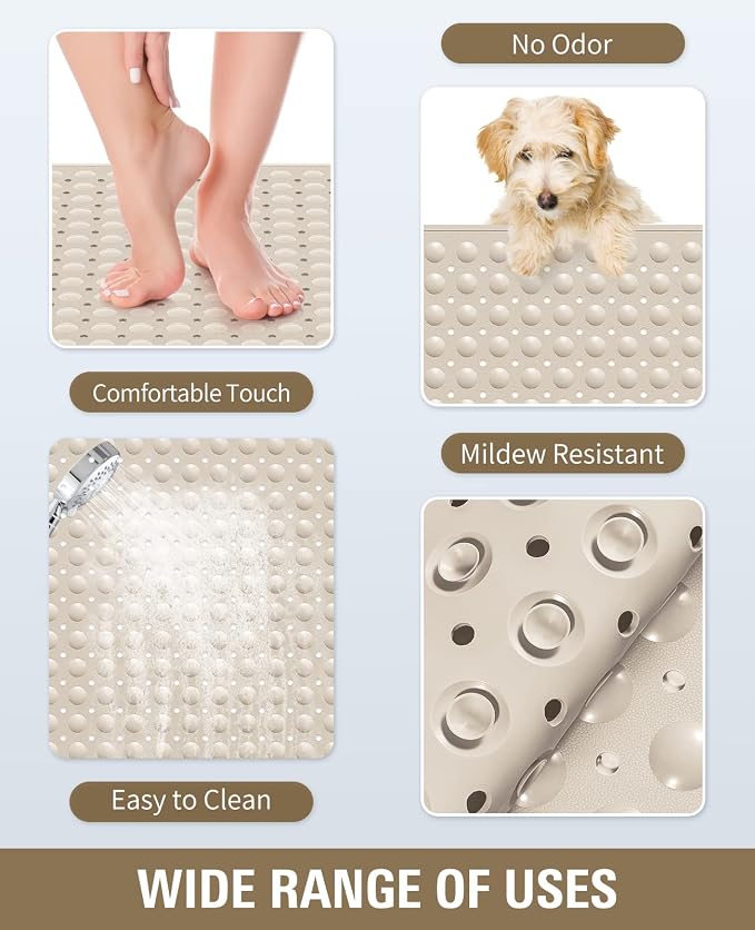 Yolife Extra Large TPE Shower Mat, 47.2" L x 31.5" W Anti Slip Bath Mat - Image 4