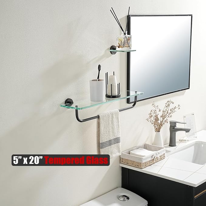 JQK Bathroom Glass Shelf Bronze, Shelf - Image 6